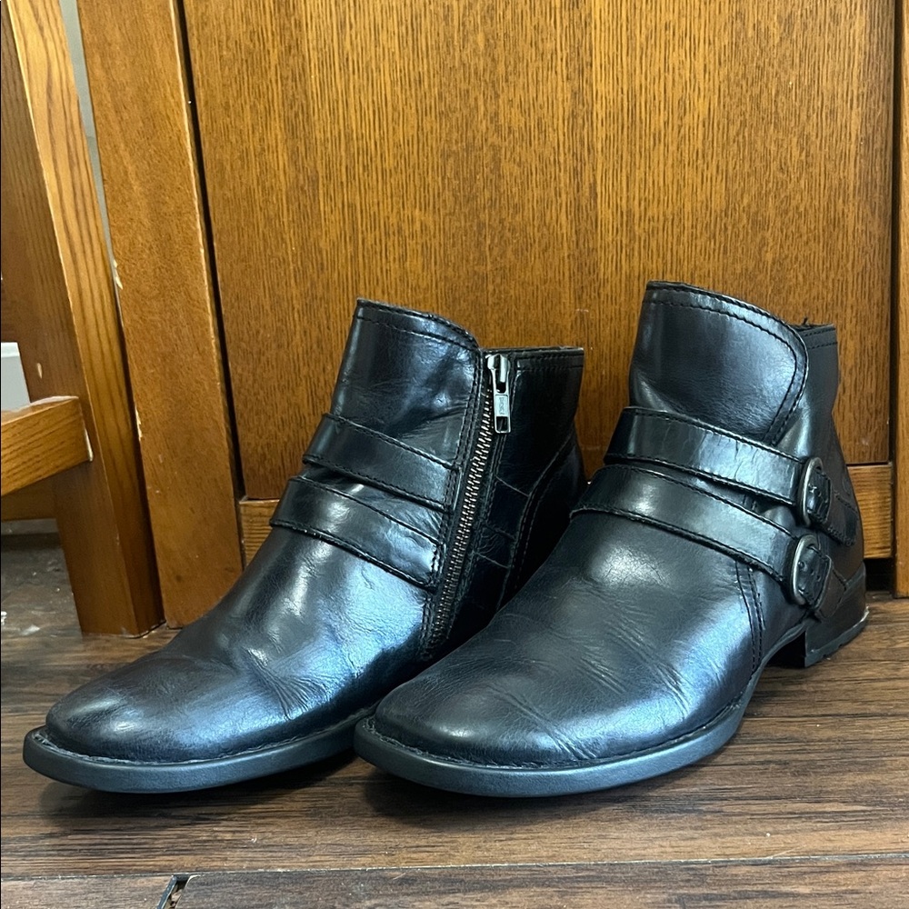 Born Black Leather Ankle Booties
